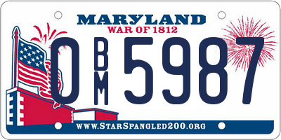 MD license plate 0BM5987
