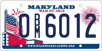 MD license plate 0BM6012