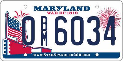 MD license plate 0BM6034
