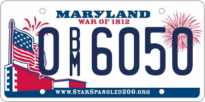 MD license plate 0BM6050