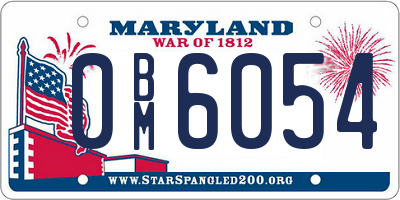 MD license plate 0BM6054