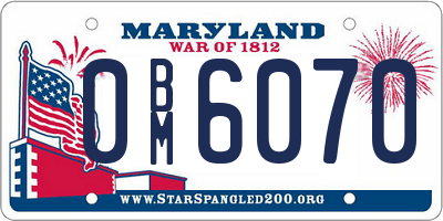 MD license plate 0BM6070
