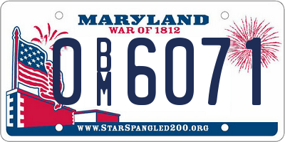 MD license plate 0BM6071