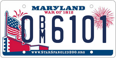 MD license plate 0BM6101