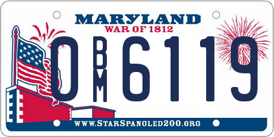 MD license plate 0BM6119
