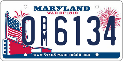 MD license plate 0BM6134