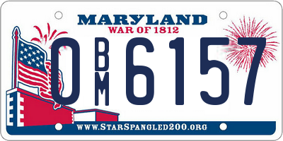 MD license plate 0BM6157
