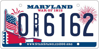 MD license plate 0BM6162