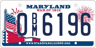 MD license plate 0BM6196