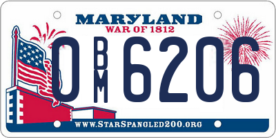 MD license plate 0BM6206