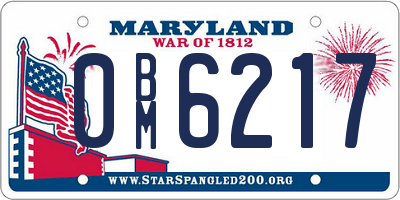 MD license plate 0BM6217