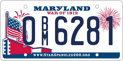 MD license plate 0BM6281