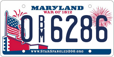 MD license plate 0BM6286