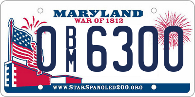 MD license plate 0BM6300