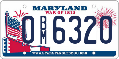 MD license plate 0BM6320