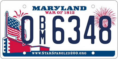 MD license plate 0BM6348