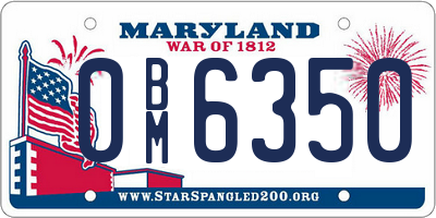 MD license plate 0BM6350