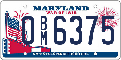 MD license plate 0BM6375