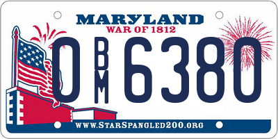 MD license plate 0BM6380