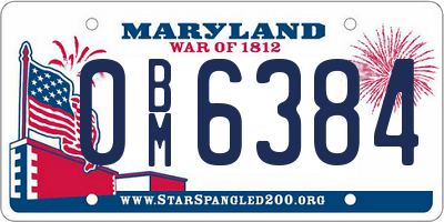 MD license plate 0BM6384