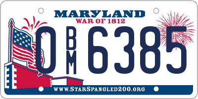 MD license plate 0BM6385