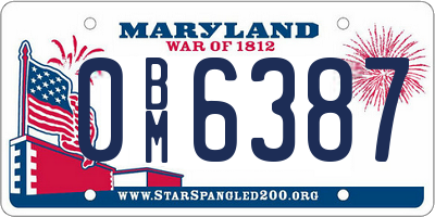 MD license plate 0BM6387