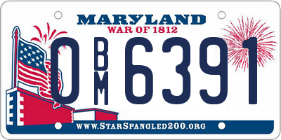 MD license plate 0BM6391