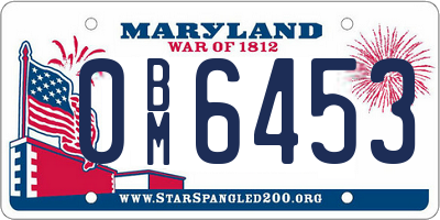 MD license plate 0BM6453
