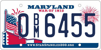 MD license plate 0BM6455