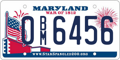 MD license plate 0BM6456