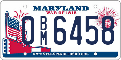 MD license plate 0BM6458
