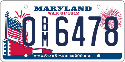 MD license plate 0BM6478