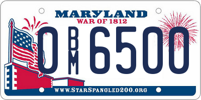 MD license plate 0BM6500