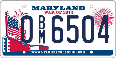 MD license plate 0BM6504