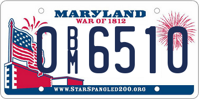 MD license plate 0BM6510