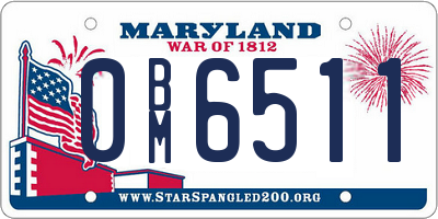 MD license plate 0BM6511
