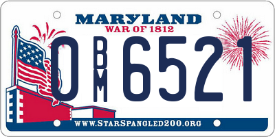 MD license plate 0BM6521