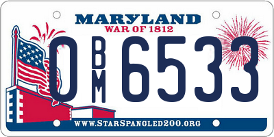 MD license plate 0BM6533