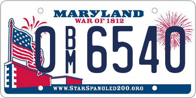 MD license plate 0BM6540