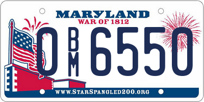 MD license plate 0BM6550