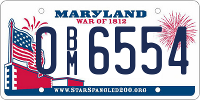 MD license plate 0BM6554