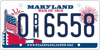 MD license plate 0BM6558
