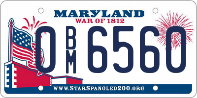 MD license plate 0BM6560