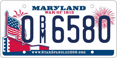 MD license plate 0BM6580