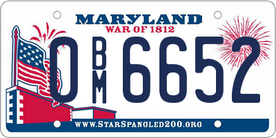 MD license plate 0BM6652