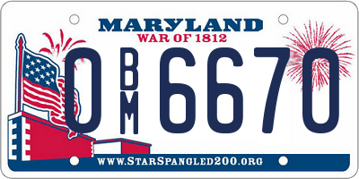 MD license plate 0BM6670