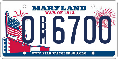 MD license plate 0BM6700