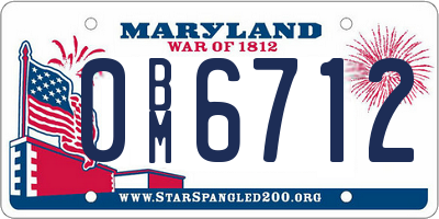 MD license plate 0BM6712