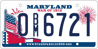 MD license plate 0BM6721