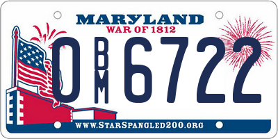 MD license plate 0BM6722